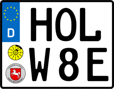 E-Kennzeichen zweizeilig (Pkw und Motorrad)